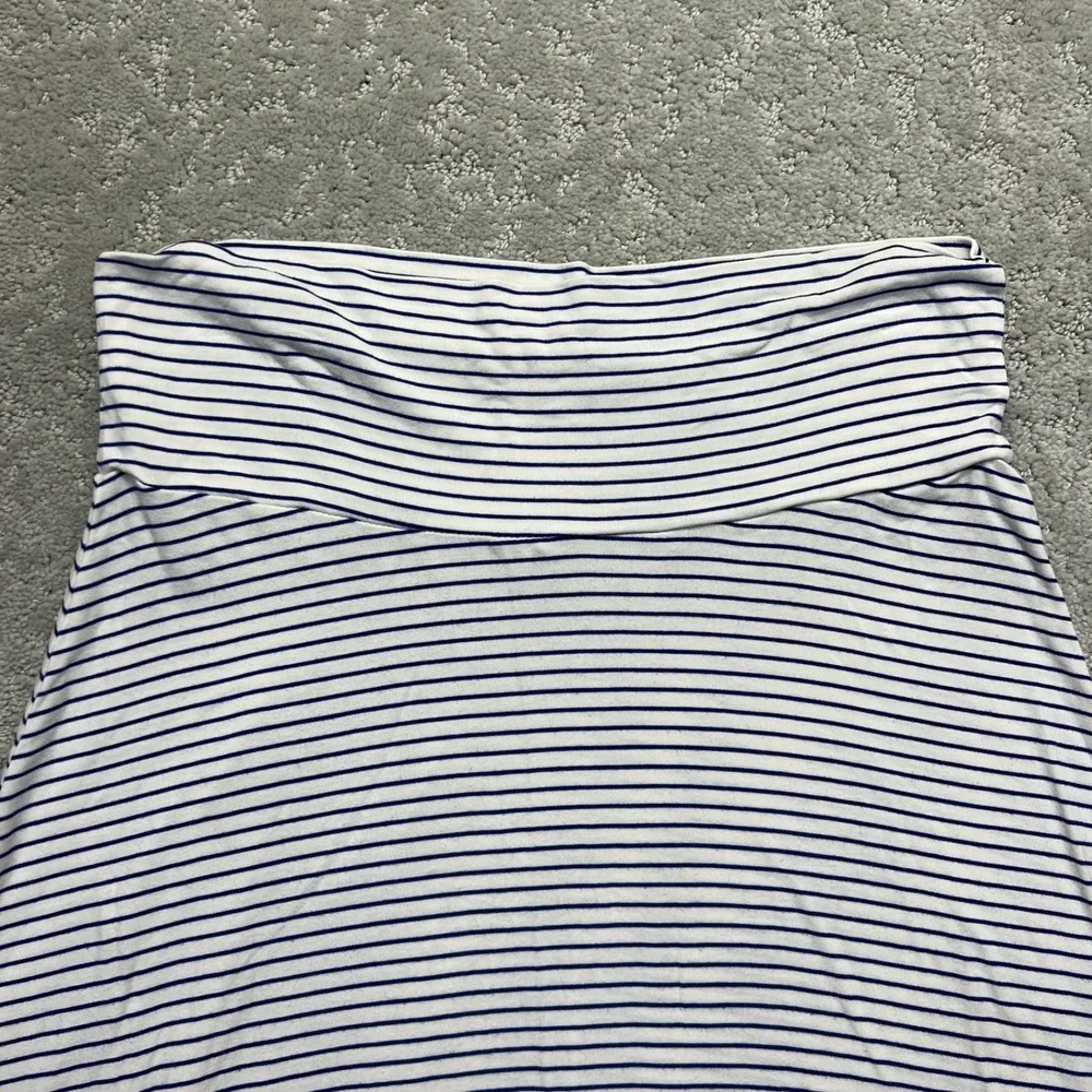 Gap Foldover Mini Skirt Womens Medium Blue White Striped Rayon Blend Casual